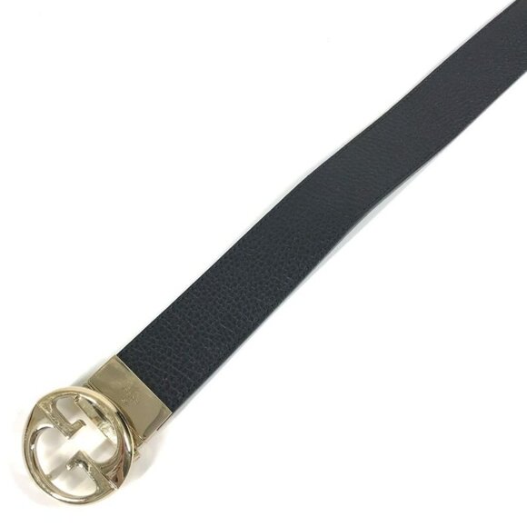 Gucci Belt Double G GG Logo Leather Black